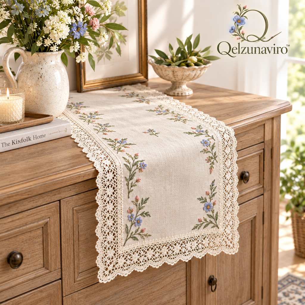 Wildflower Lace-Trim Table Runner — view 2