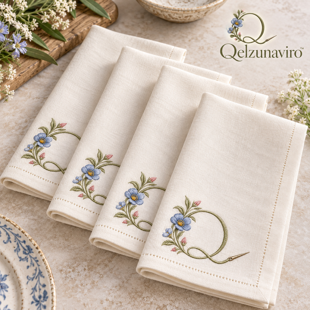 Floral Embroidered Dinner Napkins, Set of 4 — view 1