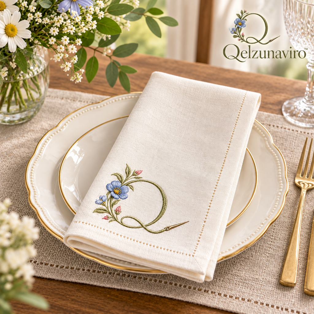 Floral Embroidered Dinner Napkins, Set of 4 — view 2