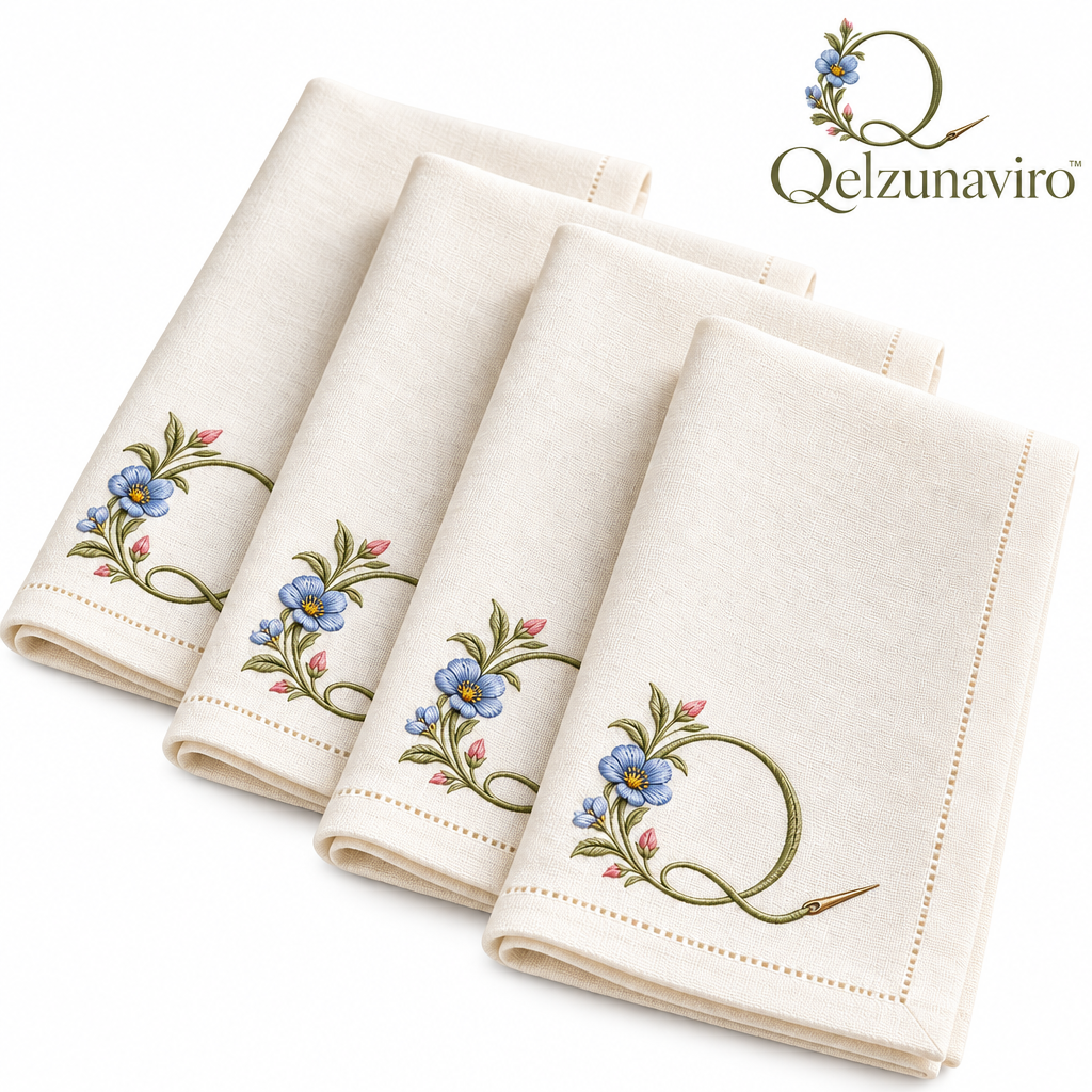 Floral Embroidered Dinner Napkins, Set of 4 — view 4