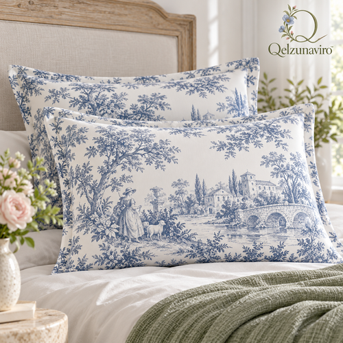 Blue Toile Pillowcase Pair — view 1