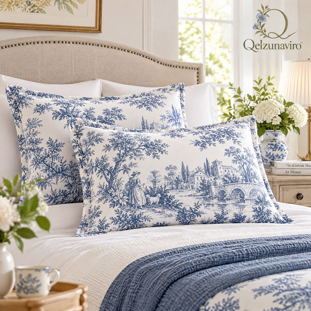 Blue Toile Pillowcase Pair — view 2