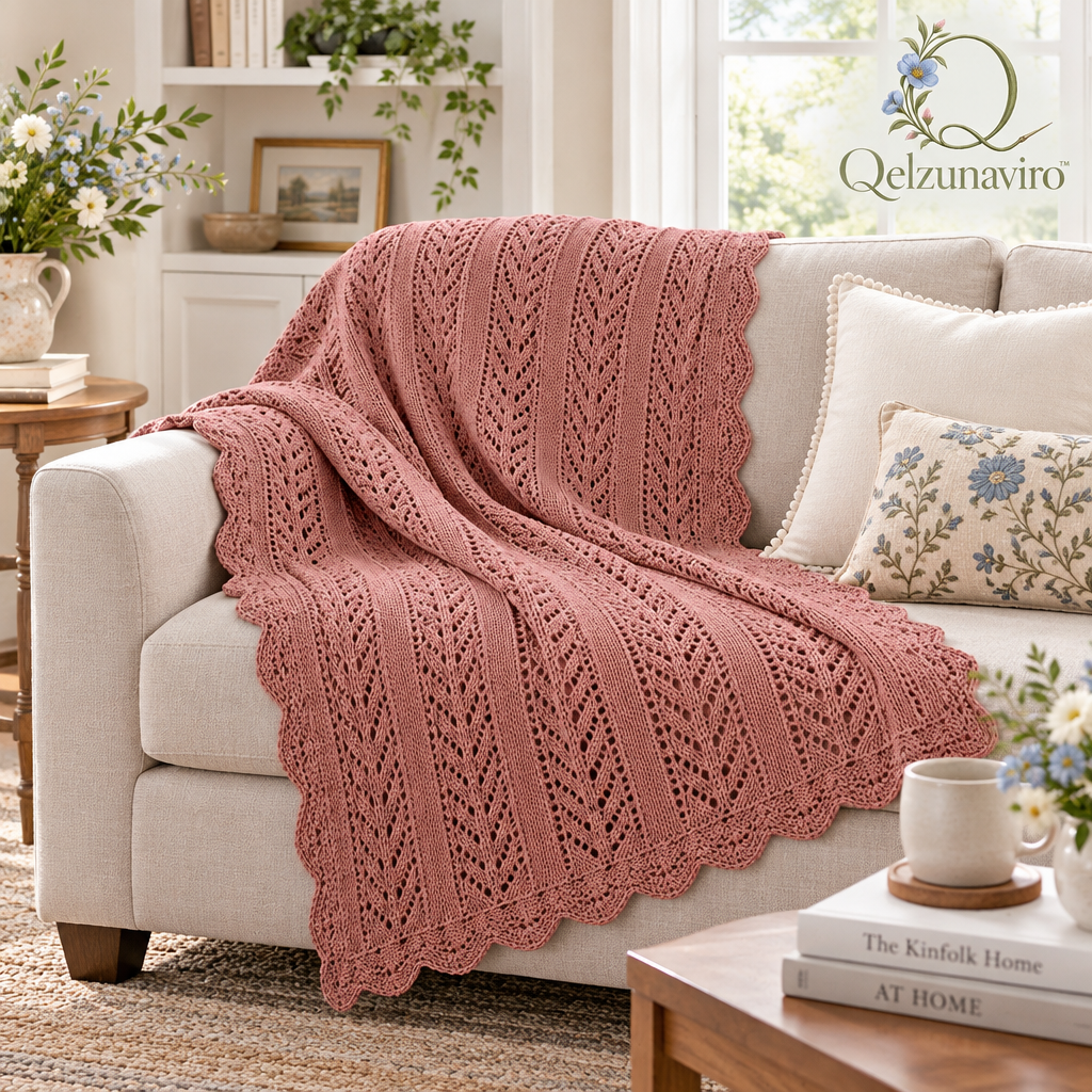Rose Openwork Knit Bed Runner — view 2