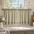 Sage Gingham Ruffle Café Curtains — view 1