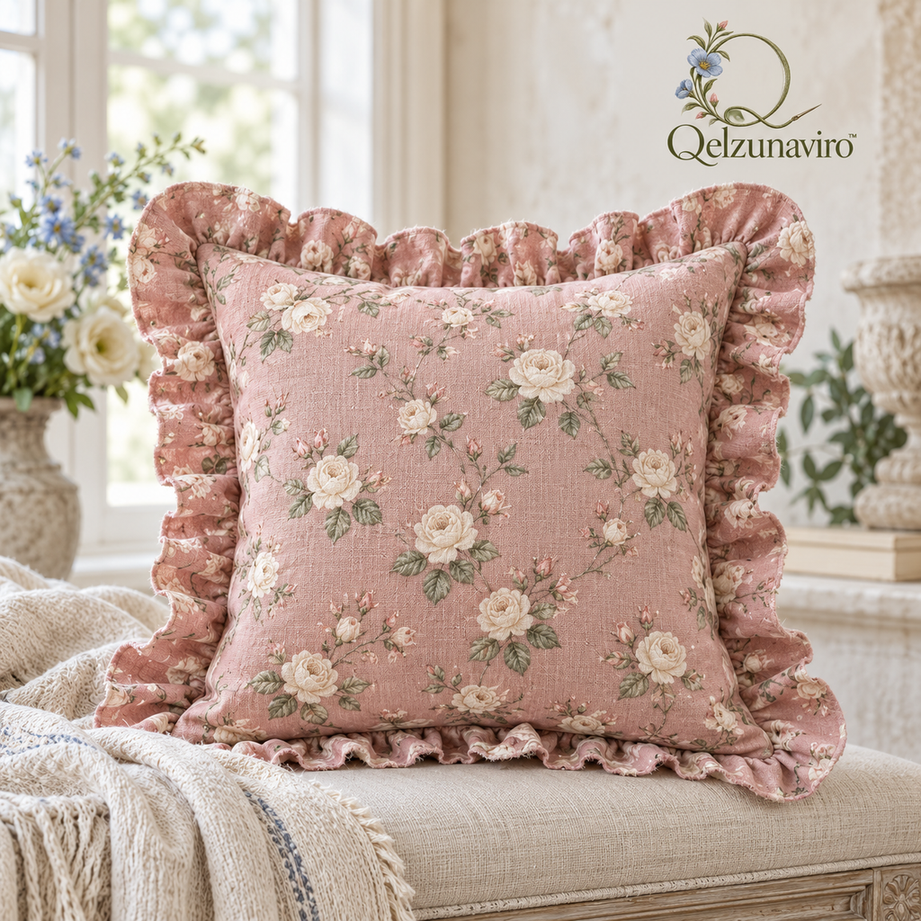 Blush Rose Ruffle Cushion Cover — view 1