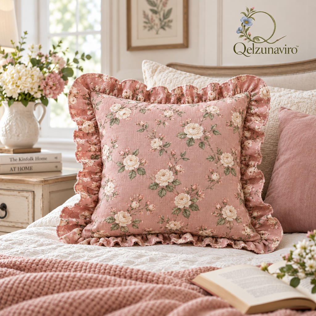 Blush Rose Ruffle Cushion Cover — view 2