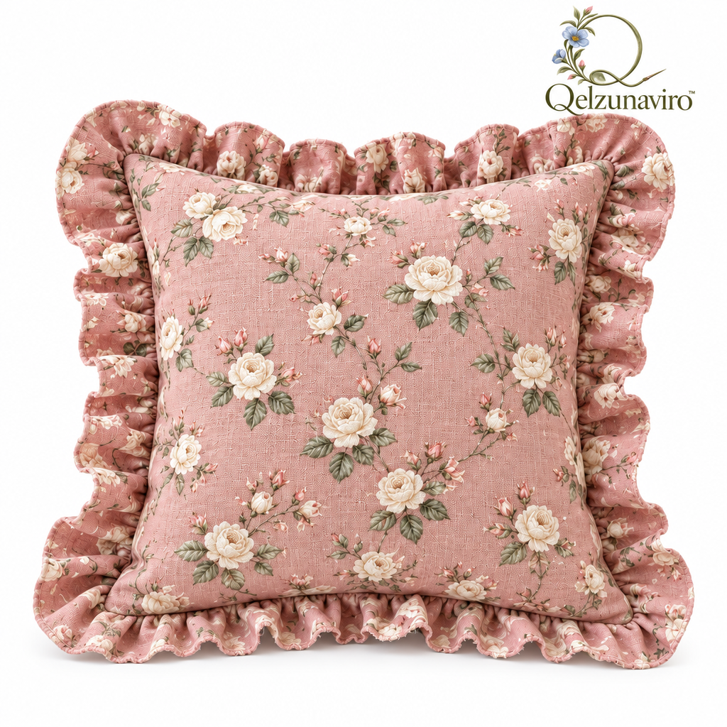 Blush Rose Ruffle Cushion Cover — view 3