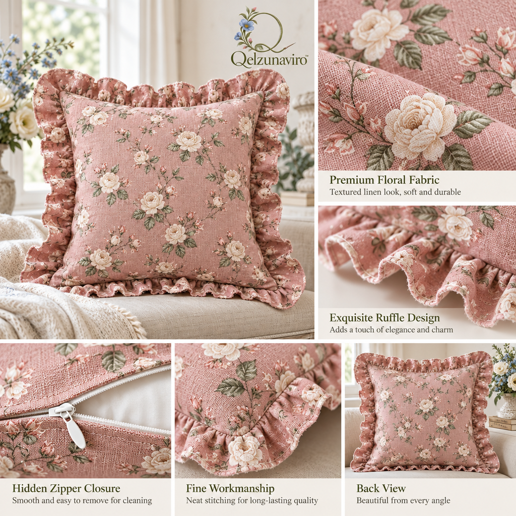 Blush Rose Ruffle Cushion Cover — view 4